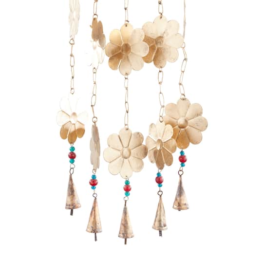 Gold Metal Eclectic Windchime, 11" x 1" x 32"